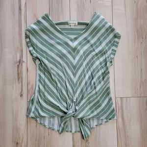 Faith and Joy - Green Tie-Front Blouse - Size Small